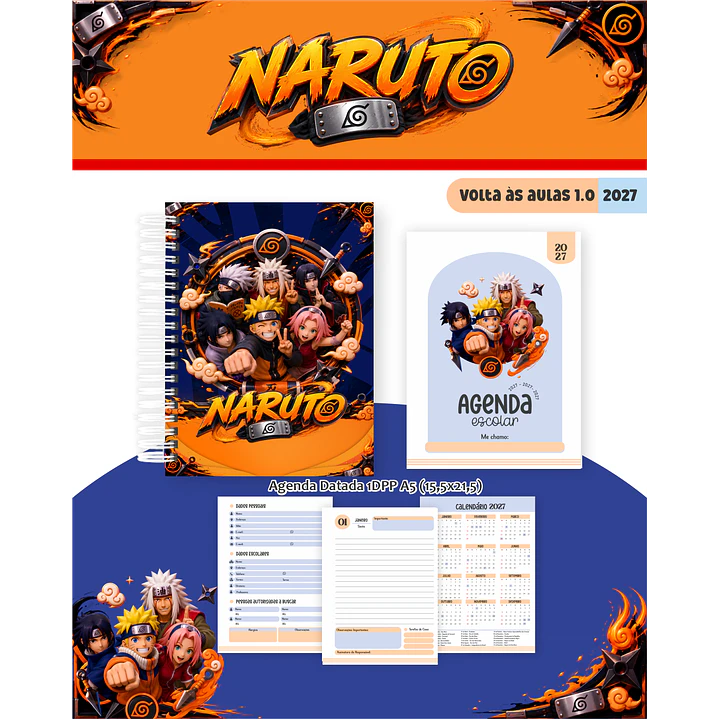 Kit Digital Encadernação Naruto 2027 - Volta às Aulas  9