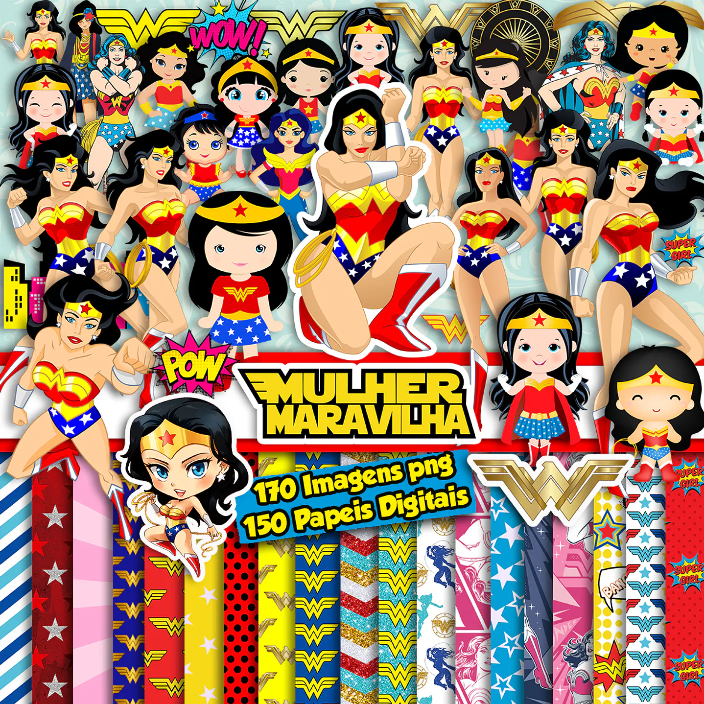 kit súper digital Wonder Woman y Wonder Woman Baby 1