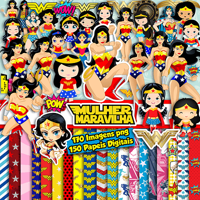 kit súper digital Wonder Woman y Wonder Woman Baby