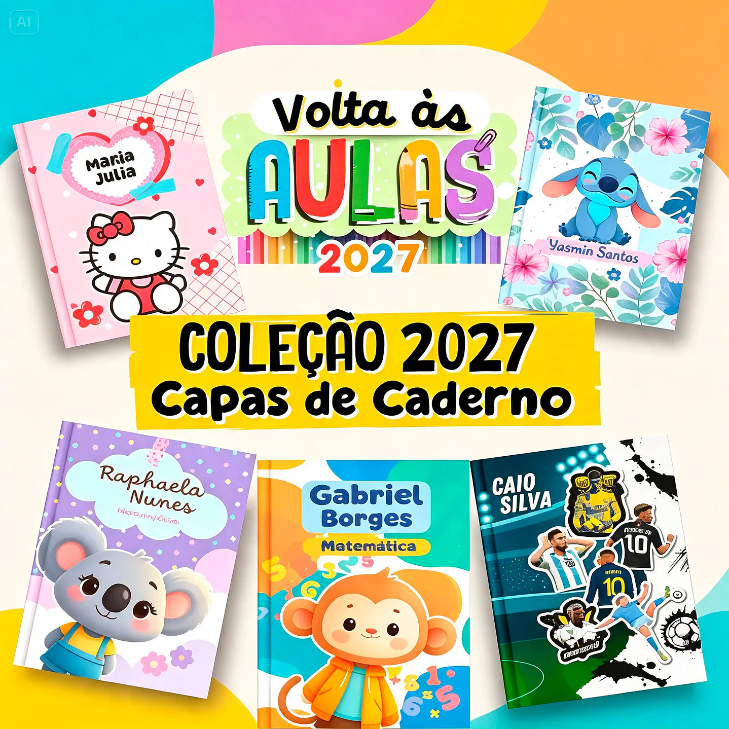 Pack Capas de Caderno Brochura PNG 2027 - Menino e Menina 1