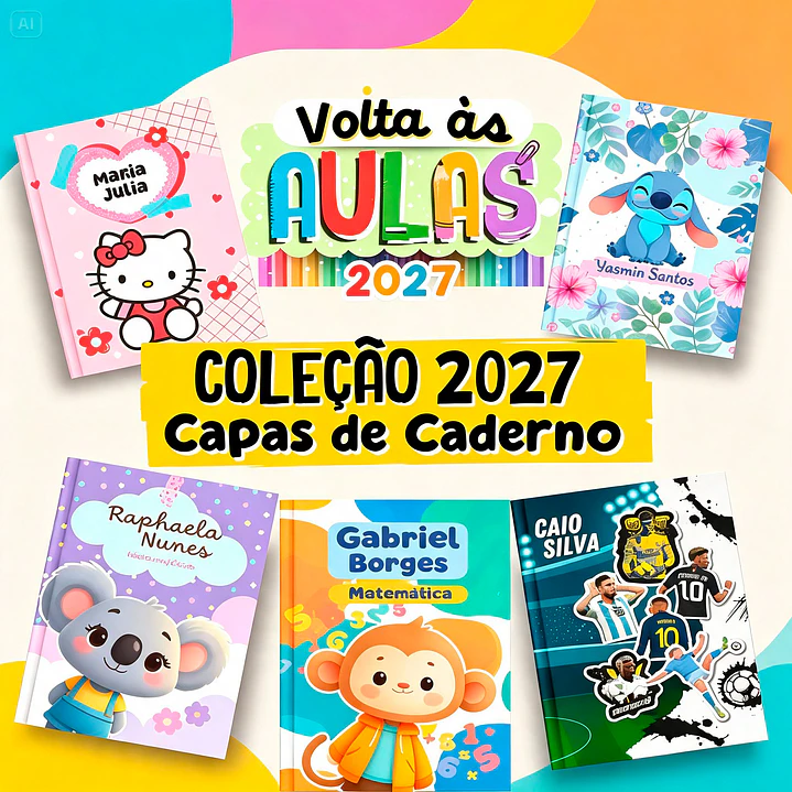 Pack Capas de Caderno Brochura PNG 2027 - Menino e Menina 1