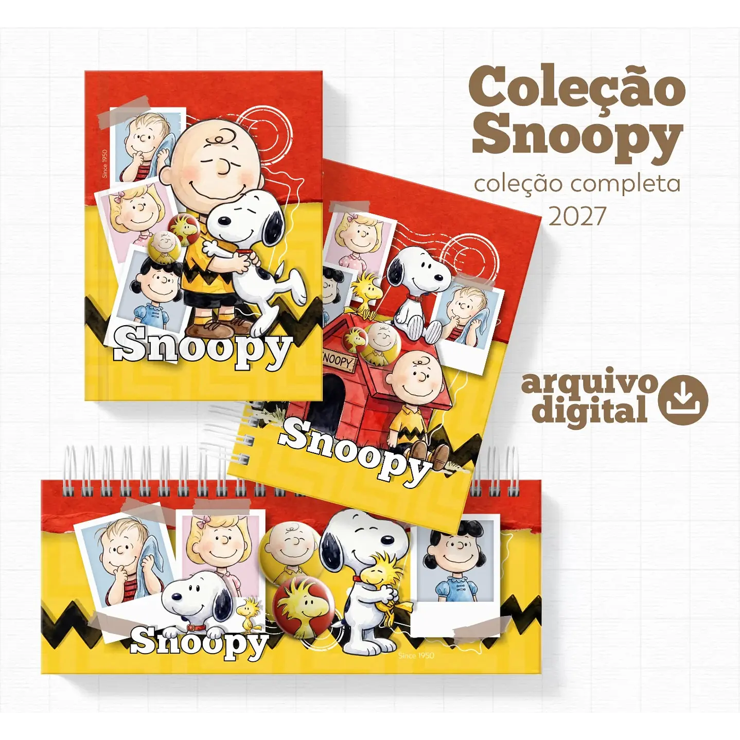 Encadernação Snoopy 2027 para Cadernos, Agendas e Planners 1