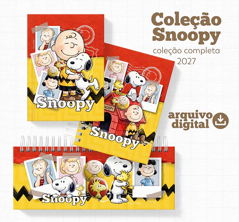 Encadernação Snoopy 2027 para Cadernos, Agendas e Planners