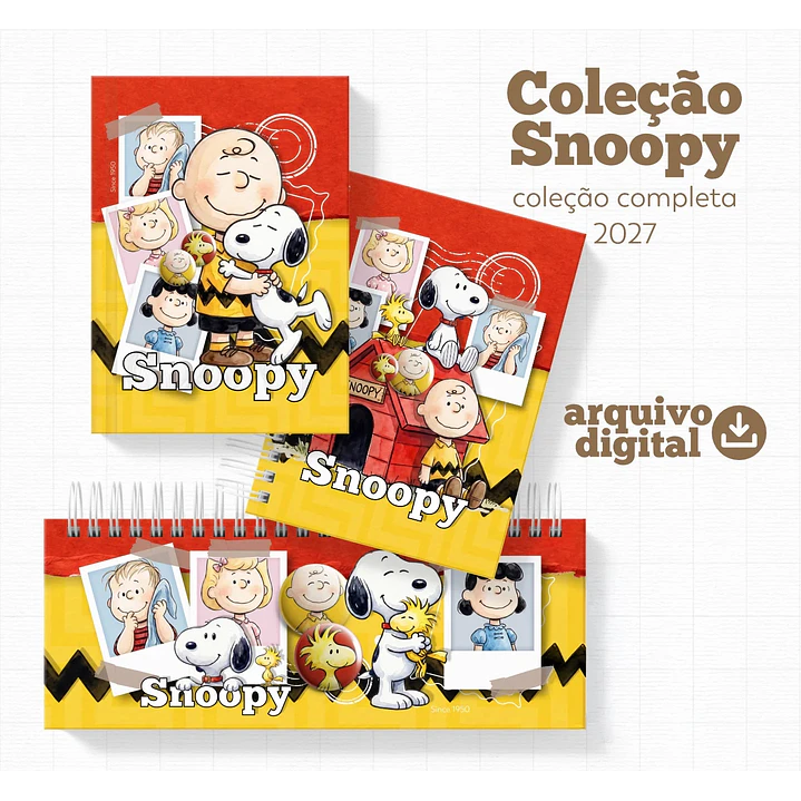 Encadernação Snoopy 2027 para Cadernos, Agendas e Planners 1