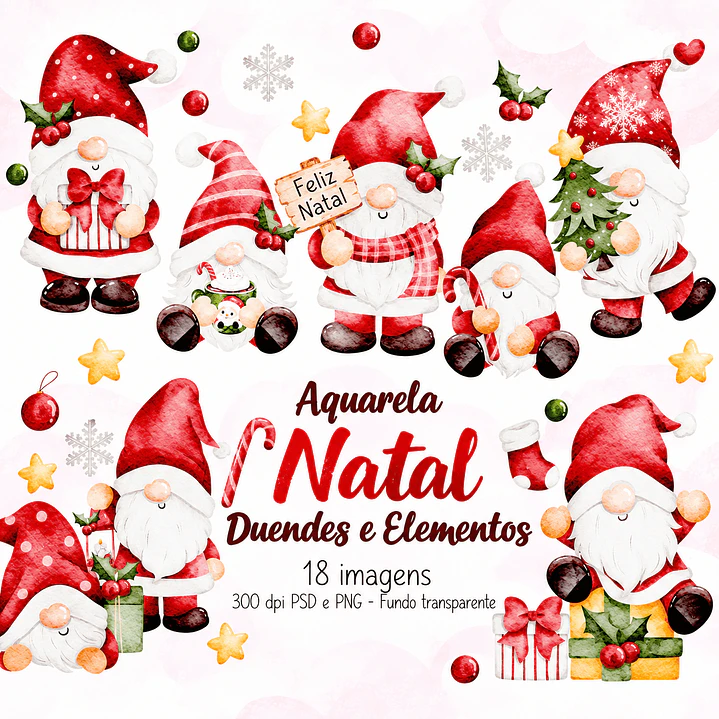 Kit Digital Natal Gnomos em PNG 1