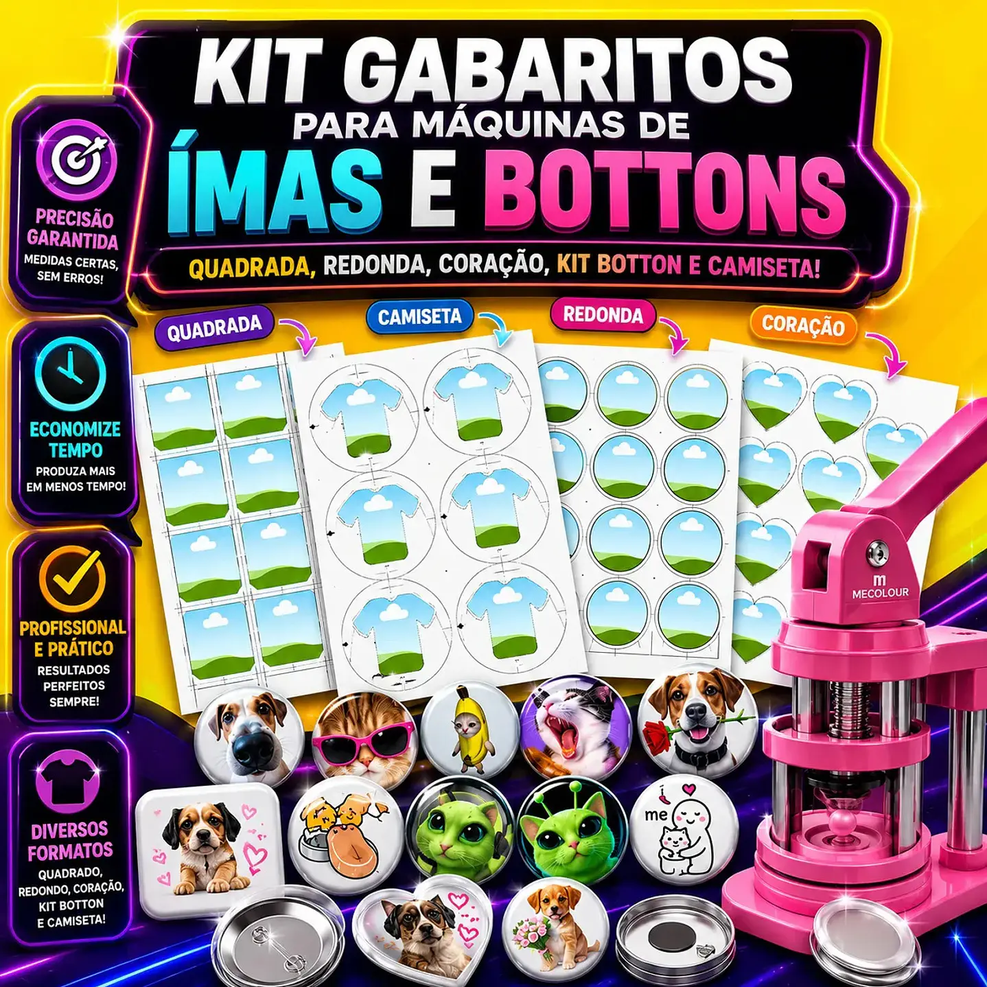 Pack +300 Artes para Bottons e Ímãs Personalizados 6
