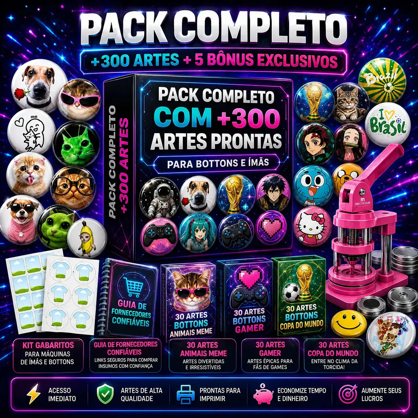 Pack +300 Artes para Bottons e Ímãs Personalizados 2