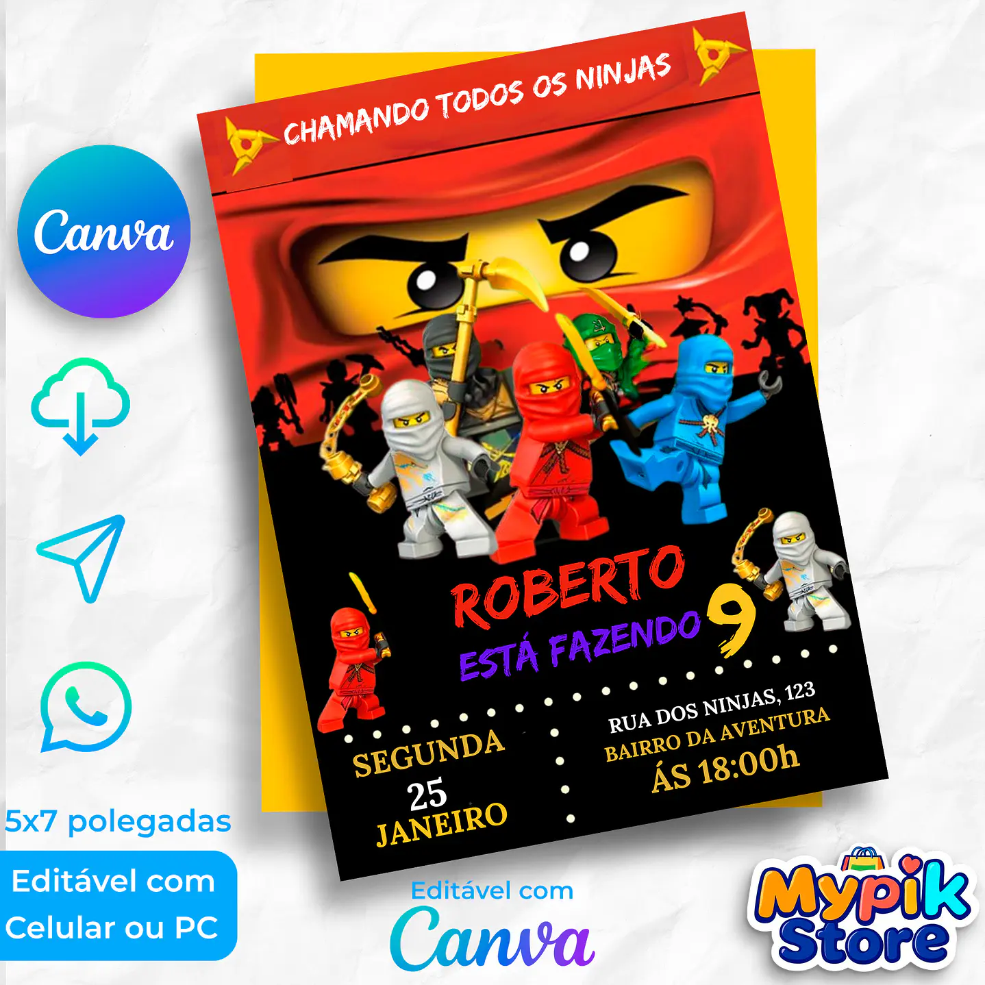Convite Digital Ninjango Editável no Canva 1