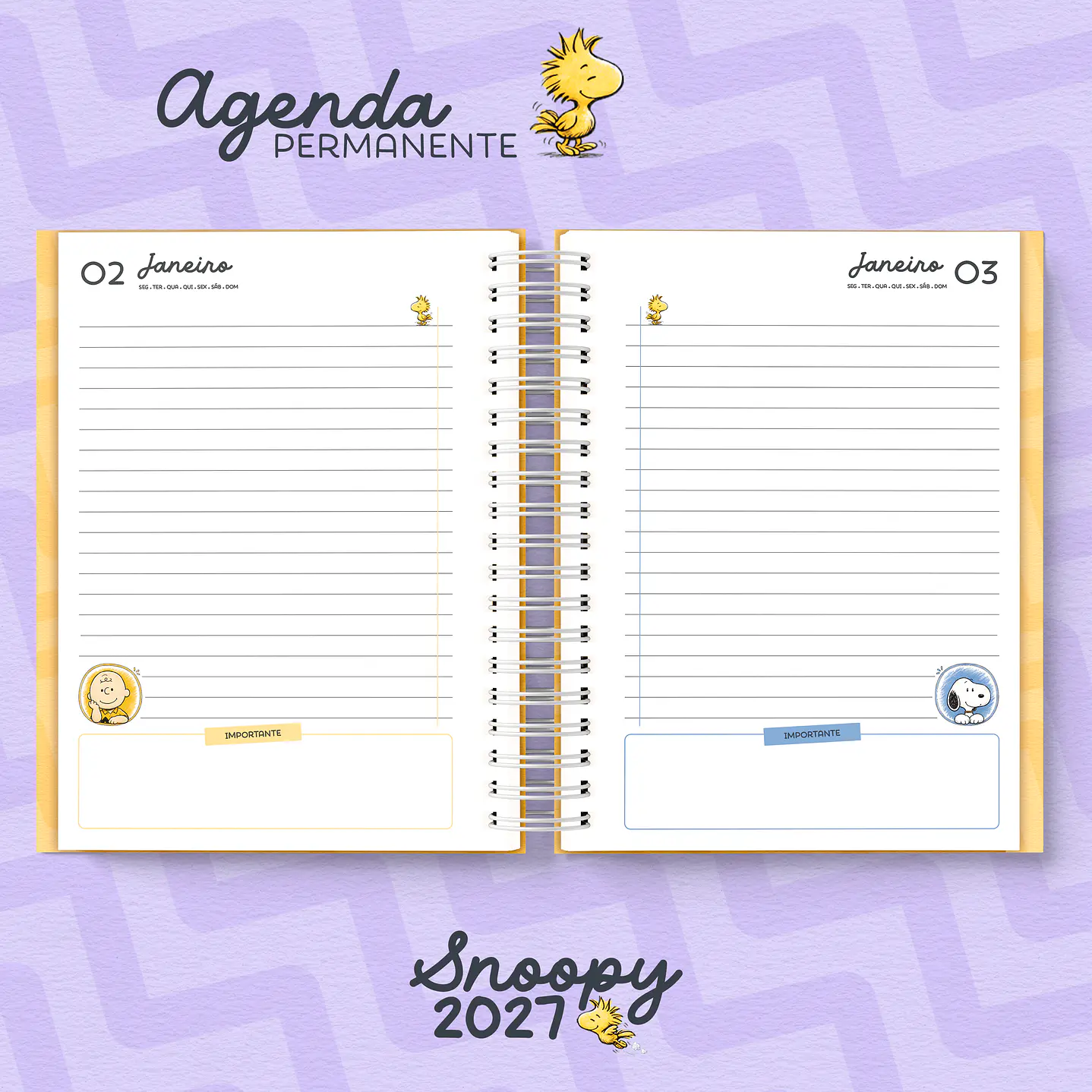 Kit Digital Encadernação Snoopy 2027 com Agendas e Planners 4