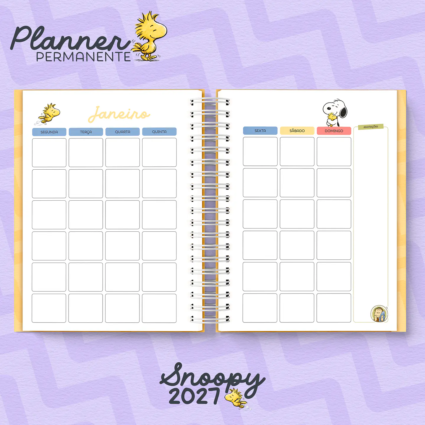 Kit Digital Encadernação Snoopy 2027 com Agendas e Planners 5