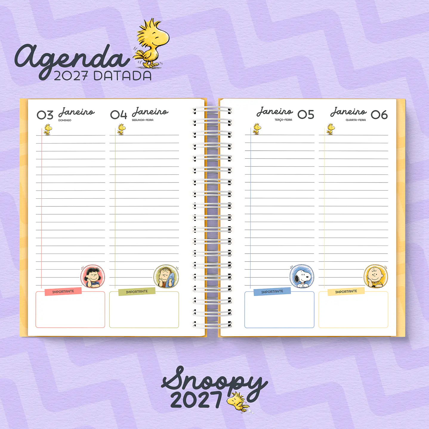 Kit Digital Encadernação Snoopy 2027 com Agendas e Planners 6