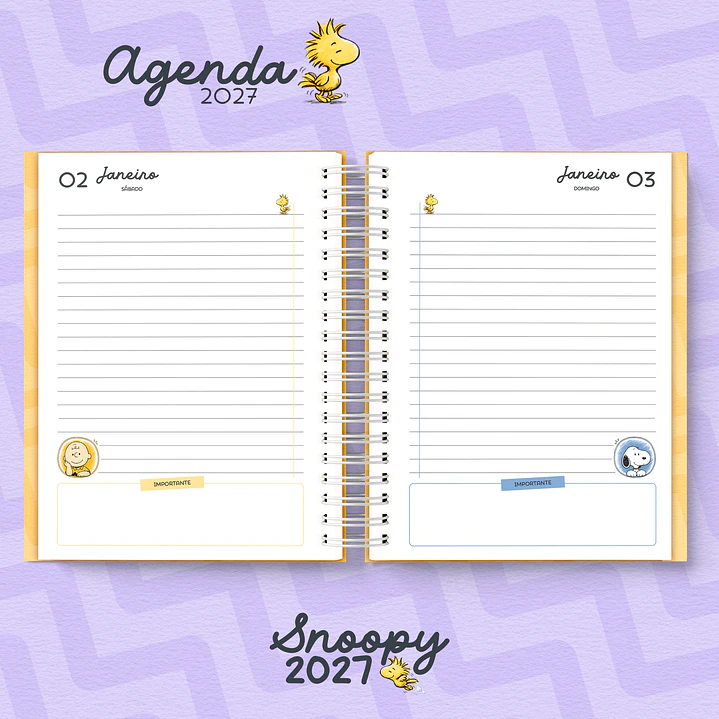 Kit Digital Encadernação Snoopy 2027 com Agendas e Planners 9