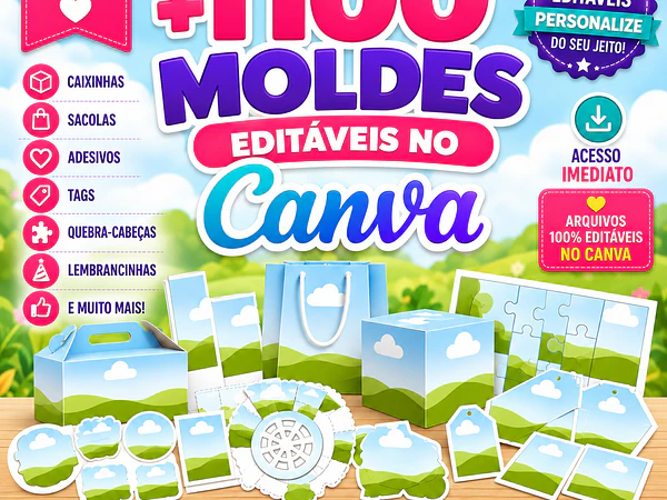 Pack 1.100 Moldes de Sacolas e Caixas para Canva