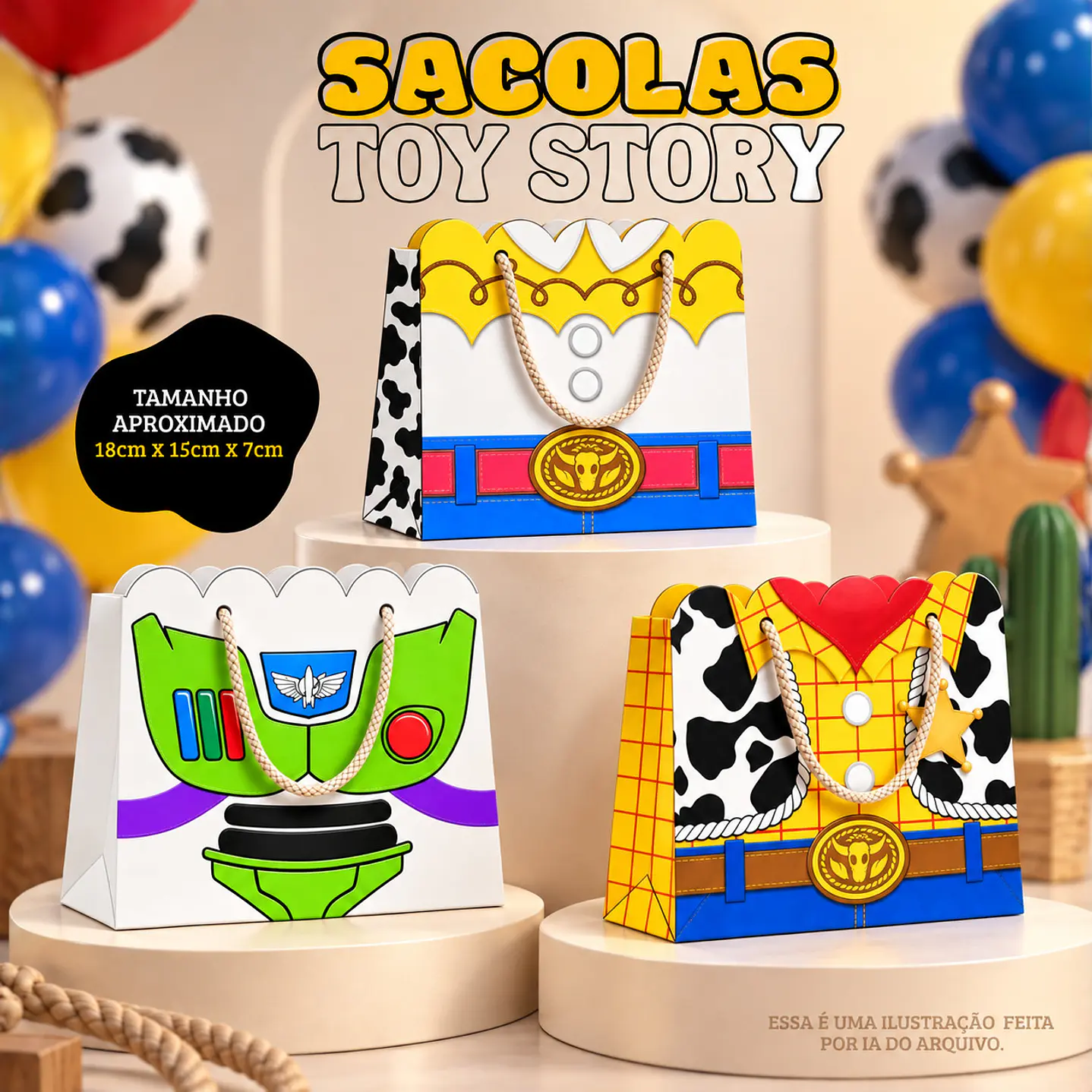 Kit Digital Sacolinhas Toy Story Infantil - PDF e Studio 1
