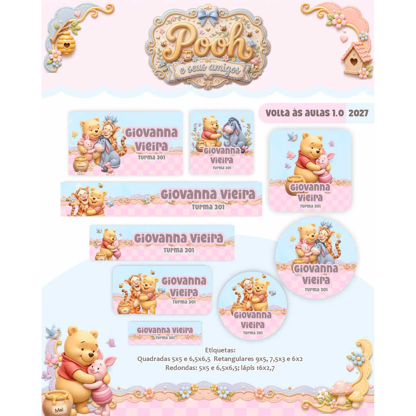 Kit Encadernação Pooh e Seus Amigos 2027 - Agendas e Cadernos 5