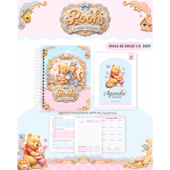 Kit Encadernação Pooh e Seus Amigos 2027 - Agendas e Cadernos 4