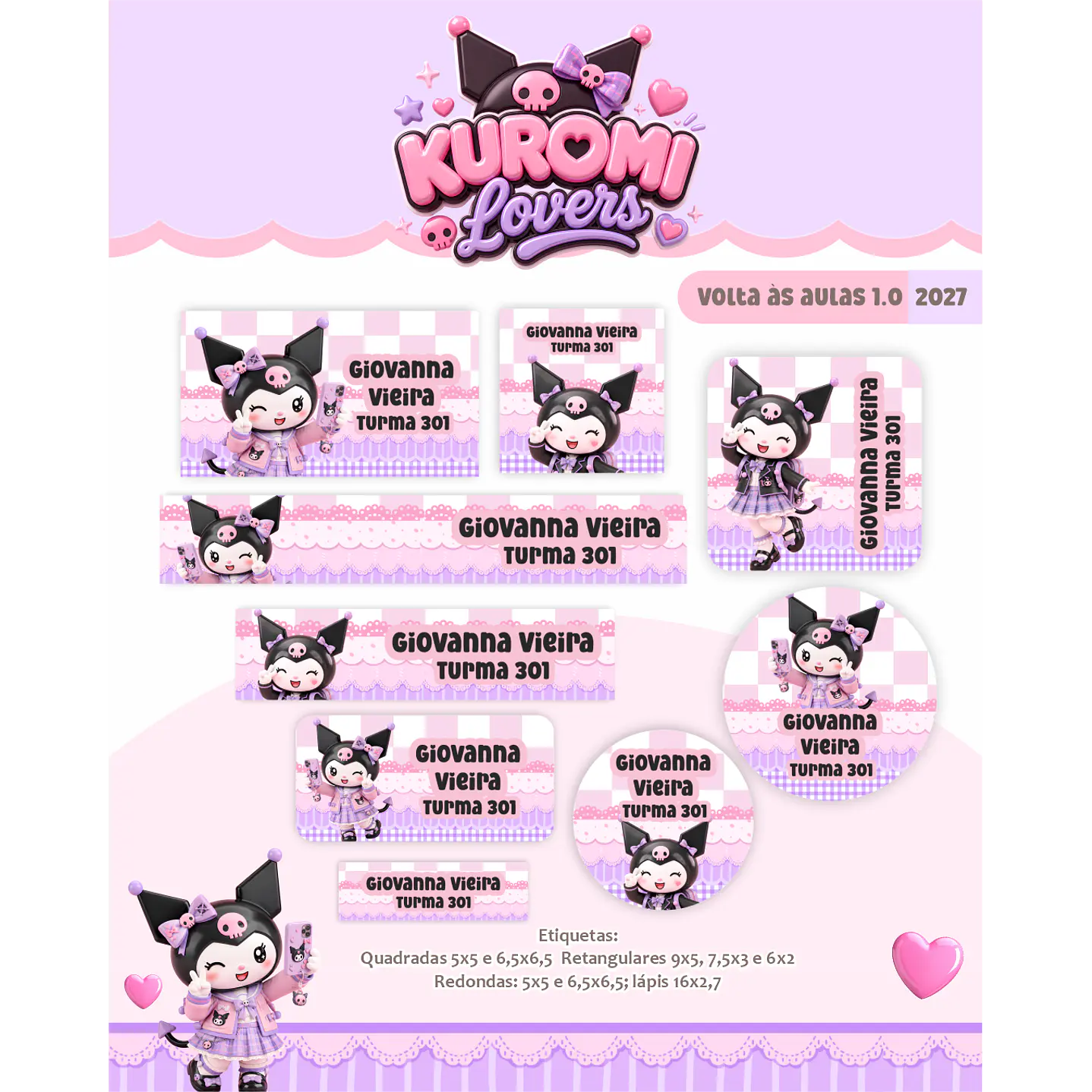 Kit Encadernação Kuromi Lovers 2027 – Volta às Aulas 3