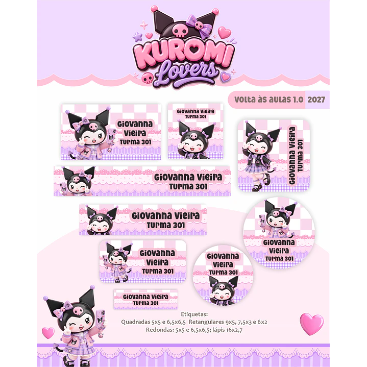 Kit Encadernação Kuromi Lovers 2027 – Volta às Aulas 3