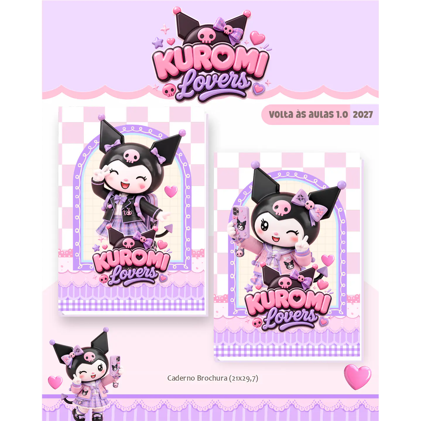 Kit Encadernação Kuromi Lovers 2027 – Volta às Aulas 4