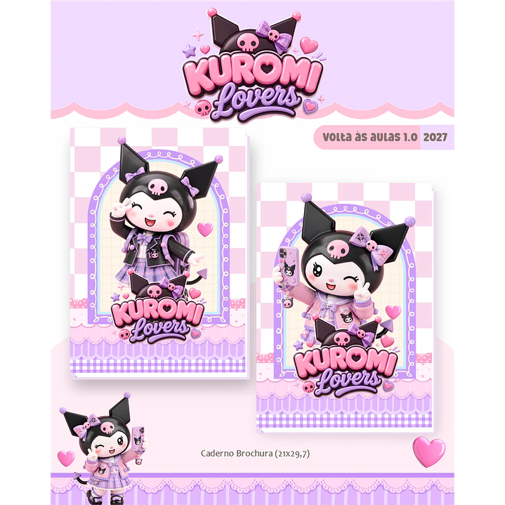 Kit Encadernação Kuromi Lovers 2027 – Volta às Aulas 4