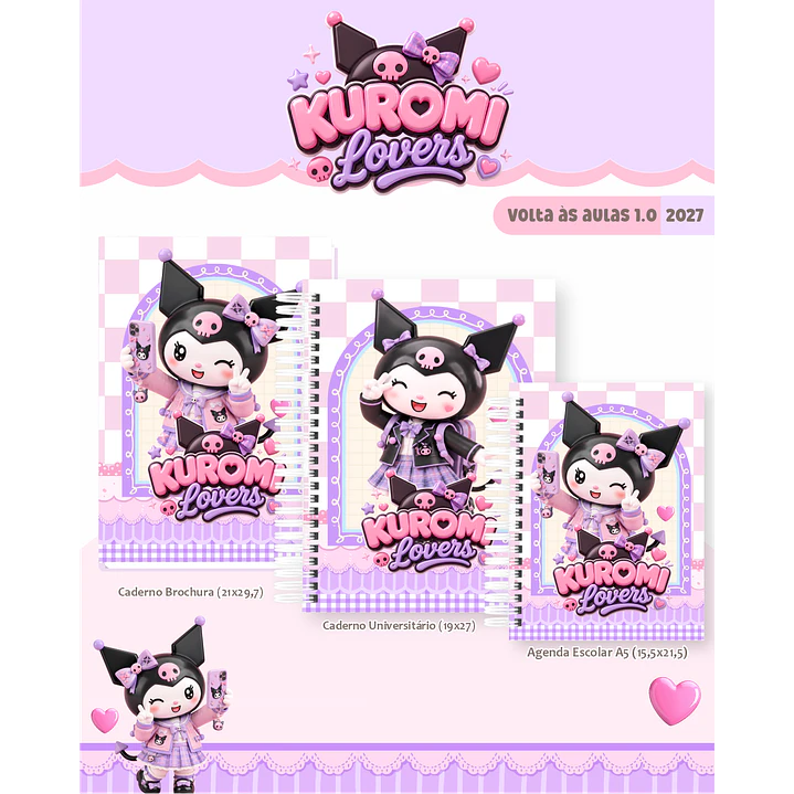 Kit Encadernação Kuromi Lovers 2027 – Volta às Aulas 5