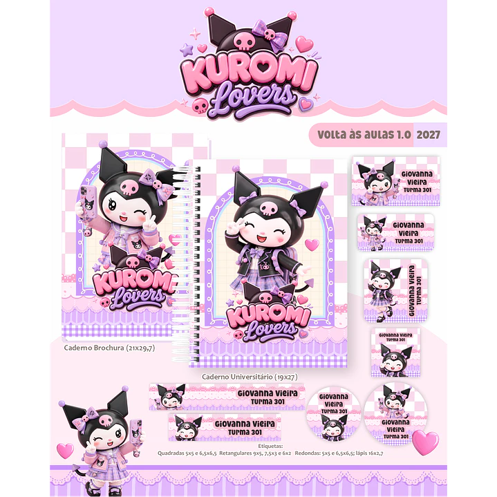Kit Encadernação Kuromi Lovers 2027 – Volta às Aulas 1