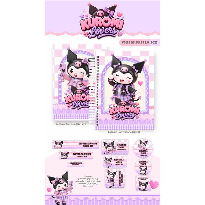 Kit Encadernação Kuromi Lovers 2027 – Volta às Aulas 6