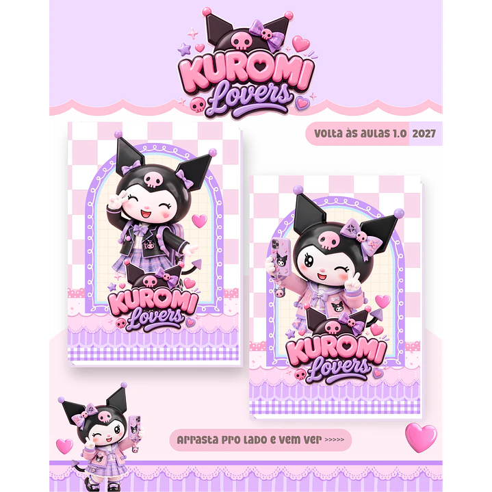 Kit Encadernação Kuromi Lovers 2027 – Volta às Aulas 8