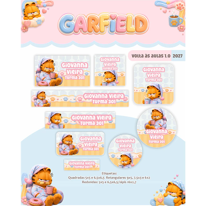 Kit Encadernação Garfield 2027 – Volta às Aulas 3