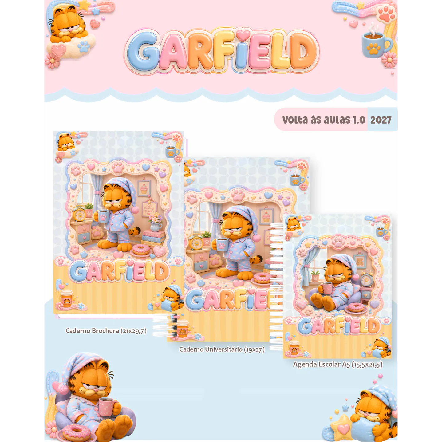 Kit Encadernação Garfield 2027 – Volta às Aulas 6