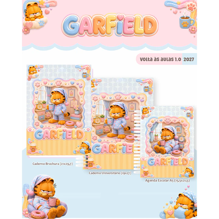 Kit Encadernação Garfield 2027 – Volta às Aulas 6