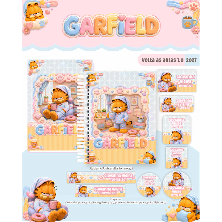 Kit Encadernação Garfield 2027 – Volta às Aulas 1