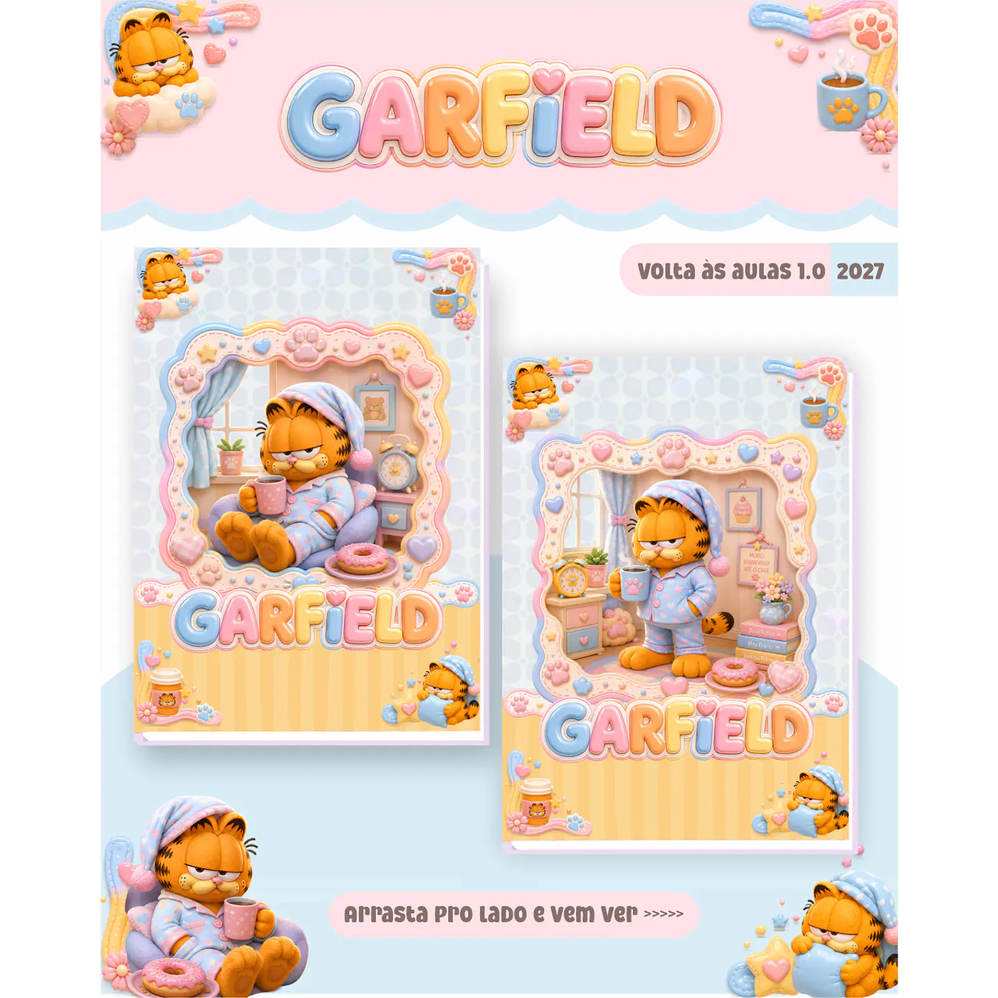 Kit Encadernação Garfield 2027 – Volta às Aulas 8