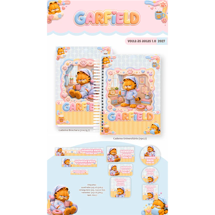 Kit Encadernação Garfield 2027 – Volta às Aulas 9