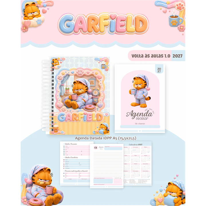 Kit Encadernação Garfield 2027 – Volta às Aulas 4