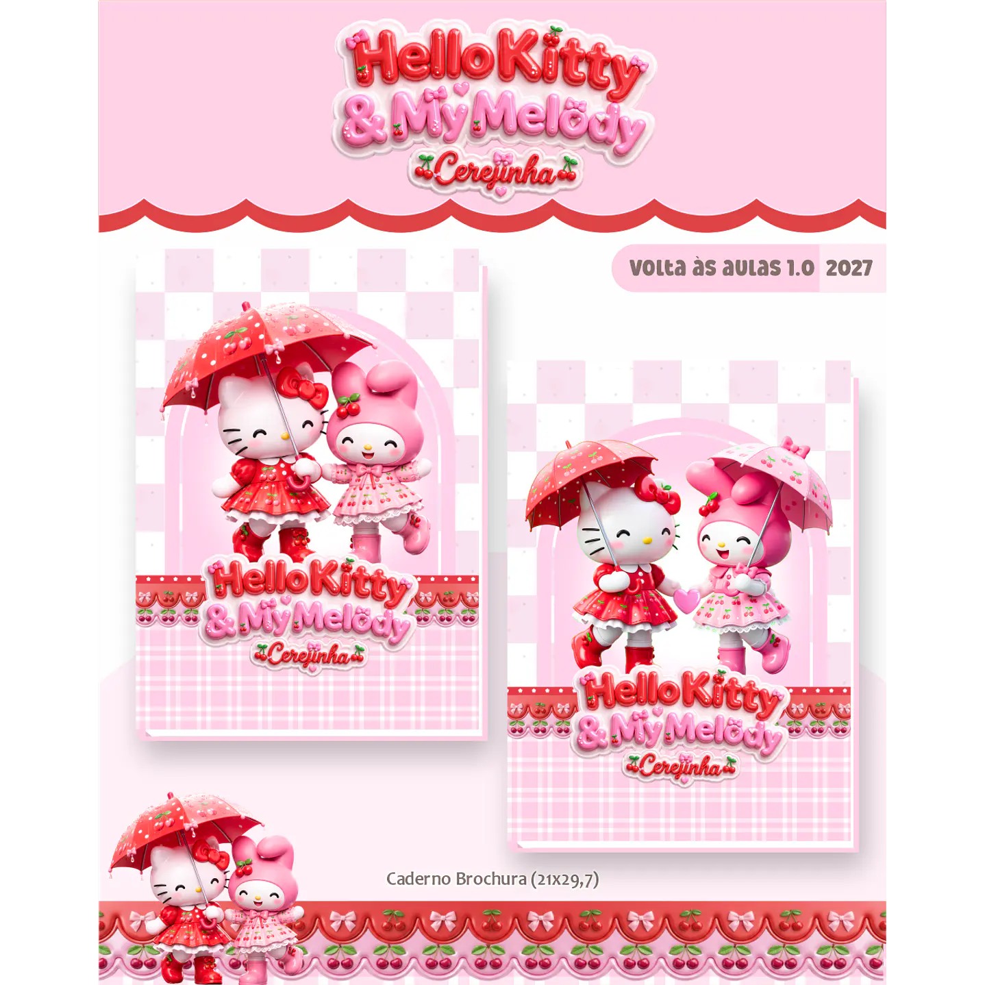 Kit Encadernação Hello Kitty & My Melody 2027 - Volta às aulas 3