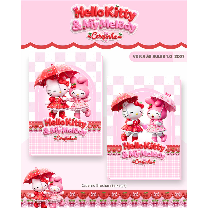 Kit Encadernação Hello Kitty & My Melody 2027 - Volta às aulas 3