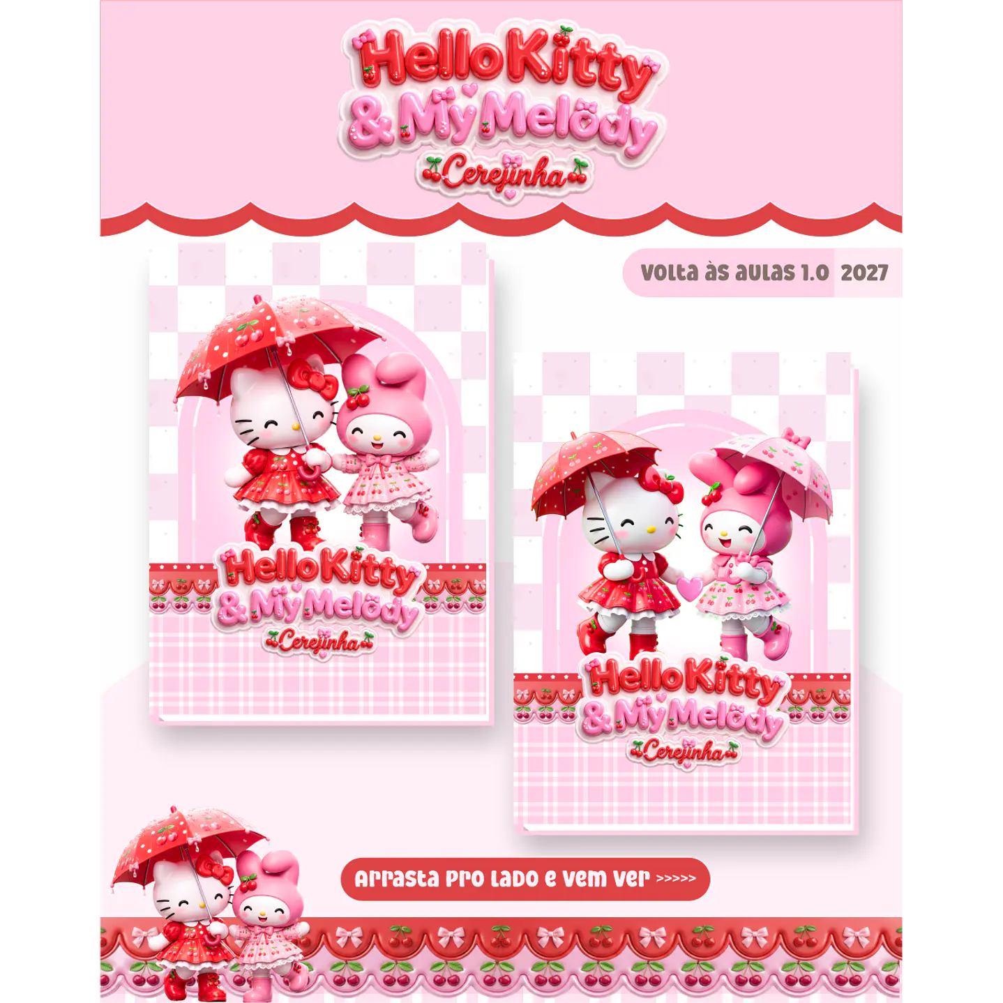 Kit Encadernação Hello Kitty & My Melody 2027 - Volta às aulas 5