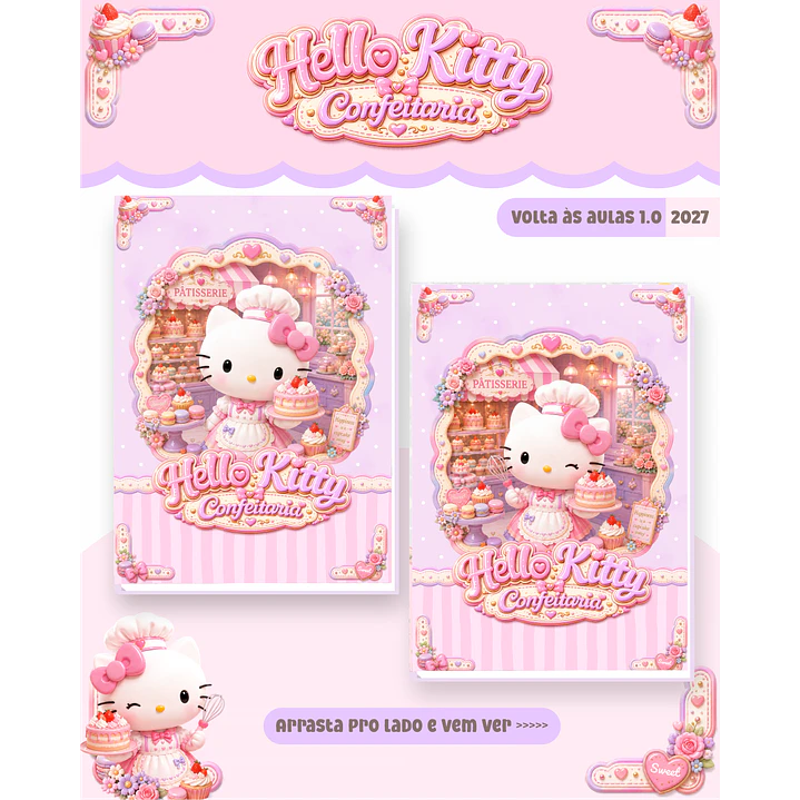 Kit Encadernação Hello Kitty Confeitaria 2027 – Volta às Aulas 4