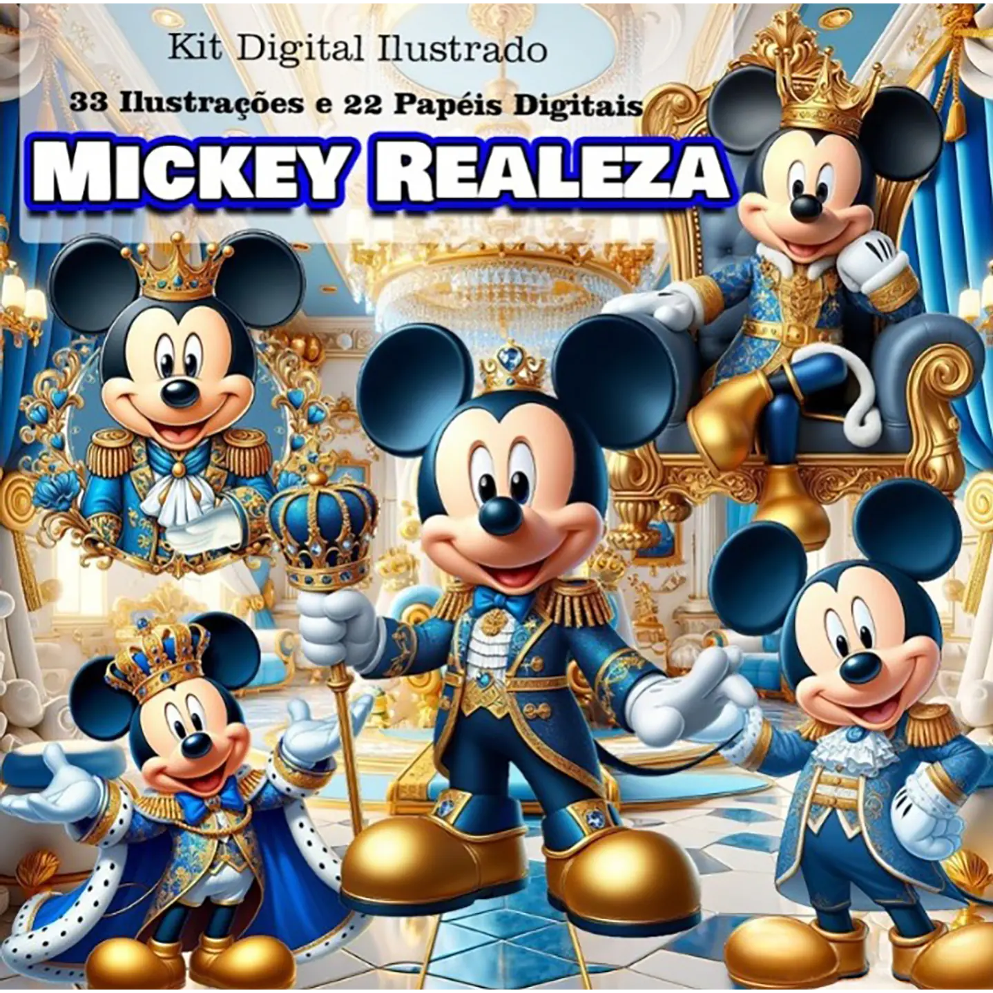 Kit Digital Mickey Realeza Imagens Png e Papeis Digitais  1