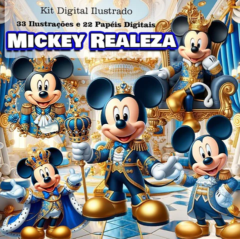 Kit Digital Mickey Realeza Imagens Png e Papeis Digitais 