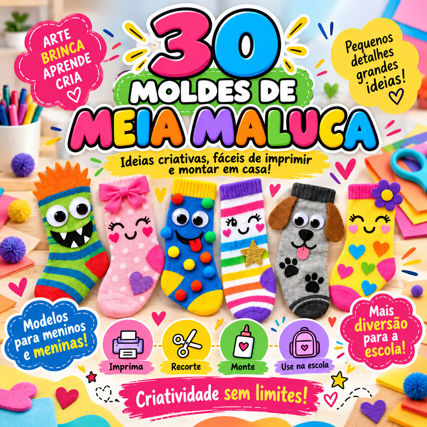Pack 30 Moldes de Meia Maluca em PDF e PNG 1