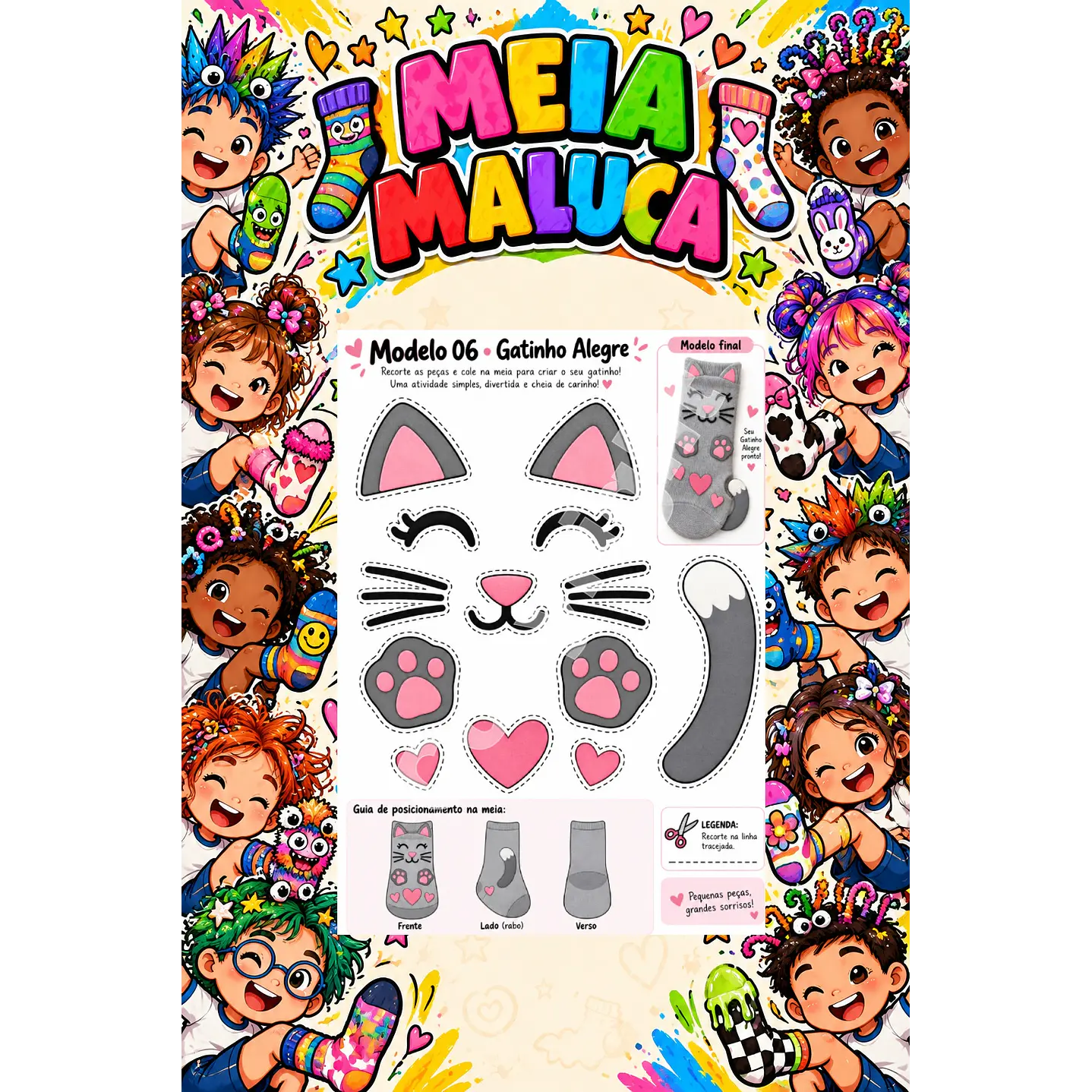 Pack 30 Moldes de Meia Maluca em PDF e PNG 2