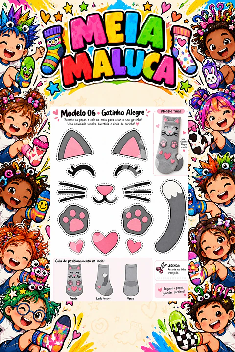 Pack 30 Moldes de Meia Maluca em PDF e PNG