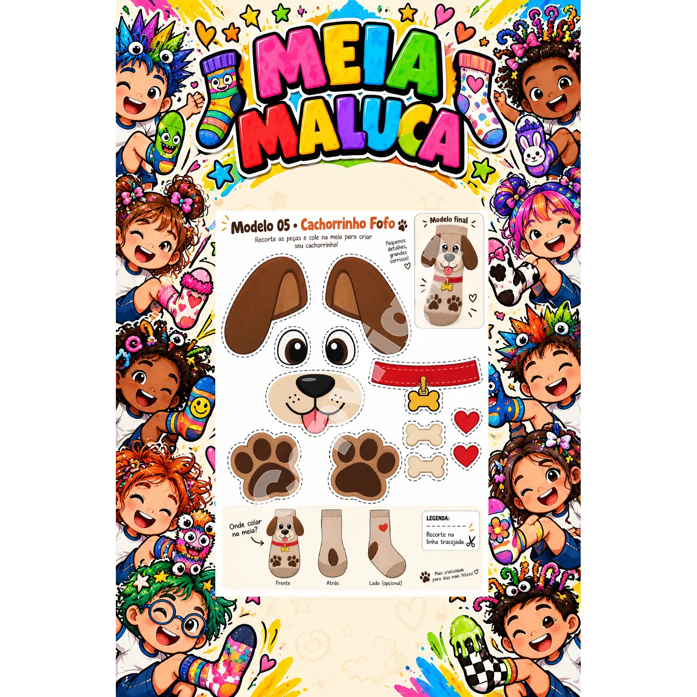 Pack 30 Moldes de Meia Maluca em PDF e PNG 3