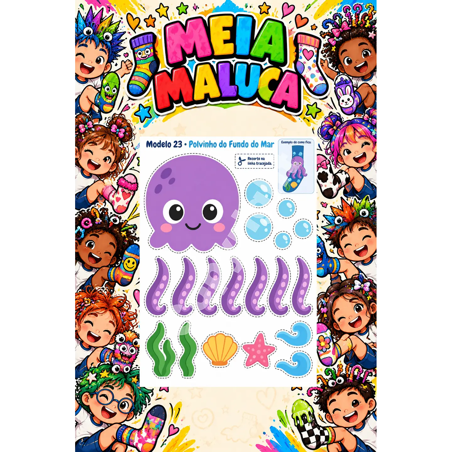 Pack 30 Moldes de Meia Maluca em PDF e PNG 4