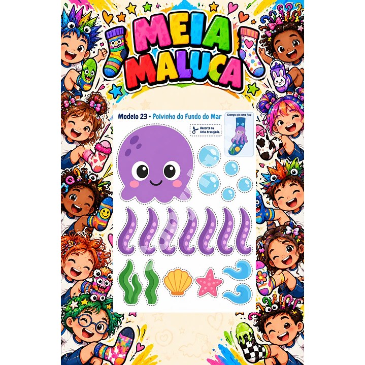 Pack 30 Moldes de Meia Maluca em PDF e PNG 4