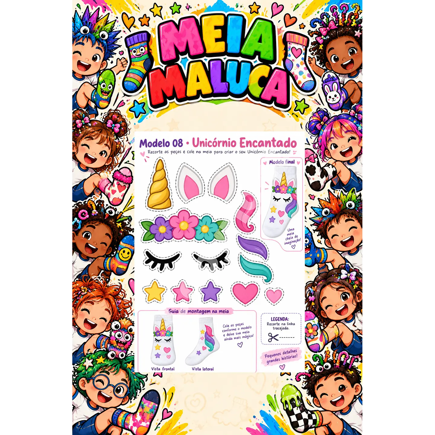 Pack 30 Moldes de Meia Maluca em PDF e PNG 5