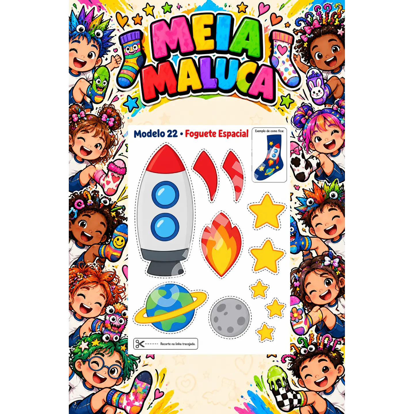 Pack 30 Moldes de Meia Maluca em PDF e PNG 10