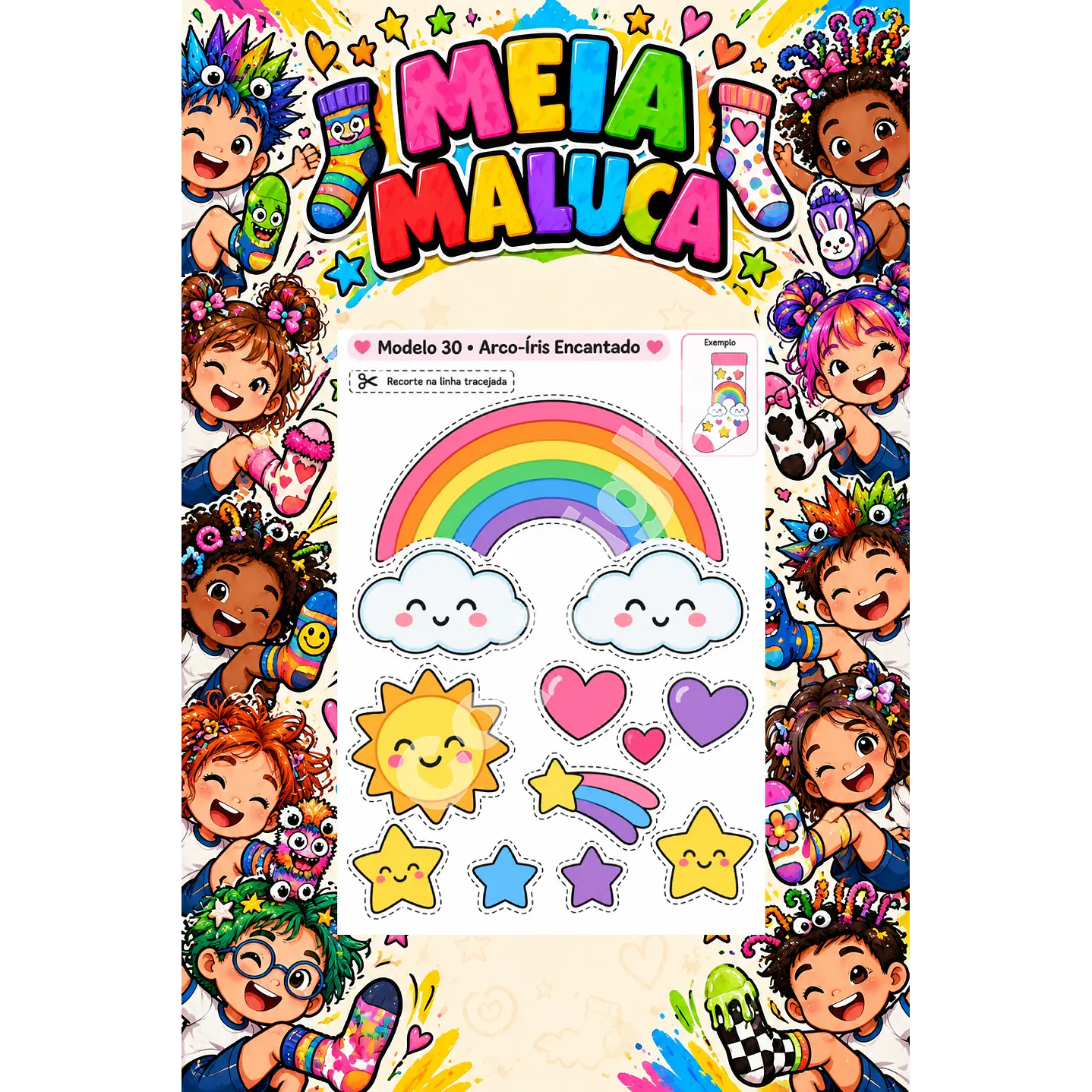 Pack 30 Moldes de Meia Maluca em PDF e PNG 15
